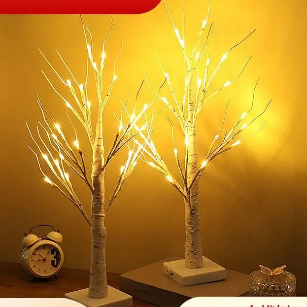 

2-Pack Lighted Birch Tree Decorations Indoor, 2ft Small Tabletop Christmas Tree , Battery or USB Powered Multi-Holiday Decor