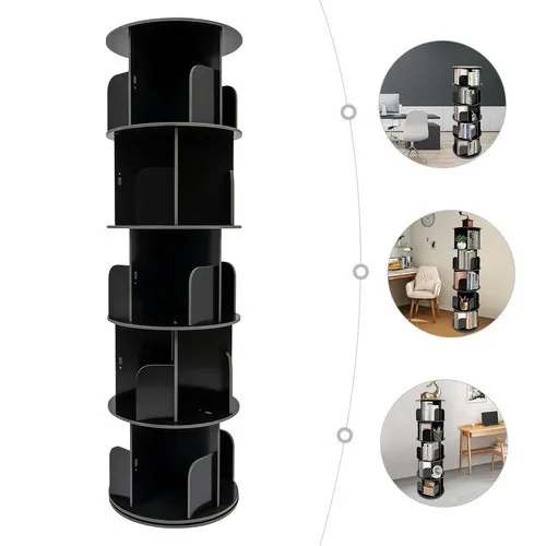 

360 Degree Rotating Bookshelf 5 Tier Storage Rack Freestanding Display Shelf for Home Office Corner Space Saving Organizer