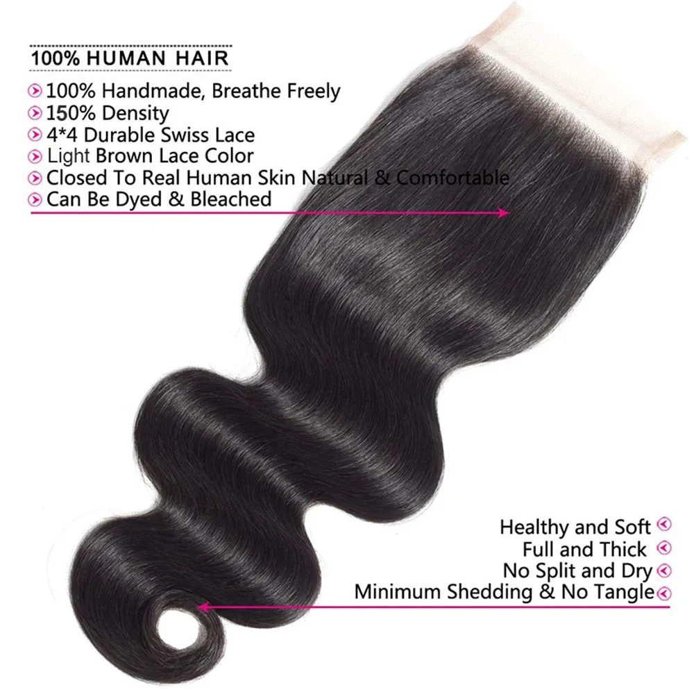 Ombre Honey Blonde Body Wave 4x4 Lace Closure Remy Indian Hair With Swiss Lace 1B 27 30 Natural Color Hair Free Part 10-18 Inch - Image 3