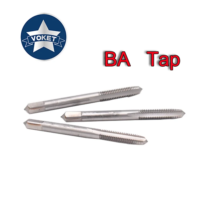 VOKET HSSE BA Tap Standard Straight Groove Thread Taps Hand Screw Hand Tap 1BA 2BA 3BA 4BA 5BA 6BA