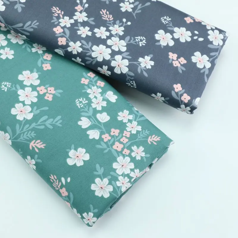 160x50cm Cotton Digital Floral 60s Printing Sewing Fabric, Small Fresh Children's Clothing Women's Dress Adults' Costume Cloth