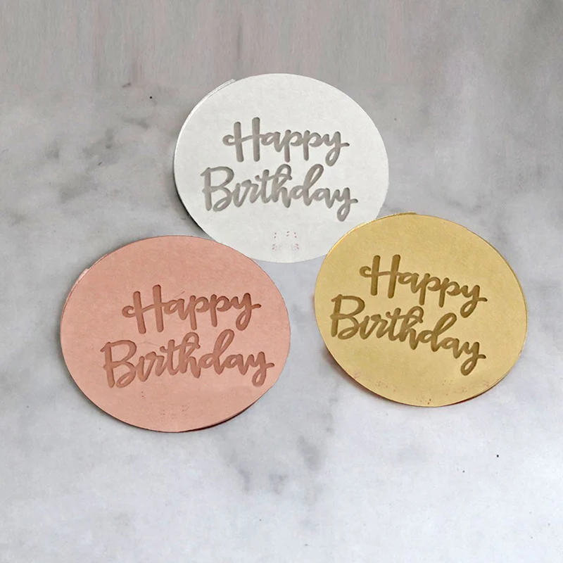 (Sommer6) 10 Stück Happy Birthday Cupcake-Topper aus Acryl, Roségold, Kreisförmiger Kuchenaufsatz