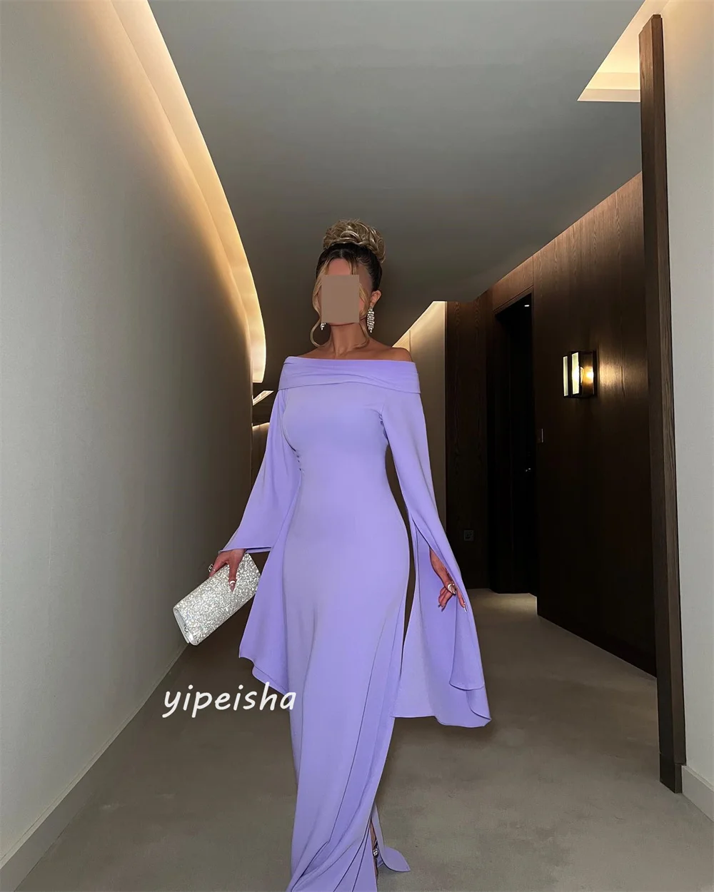 Customized Jiayigong Jersey Ruffles Draped Beach A-line Off-the-shoulder Bespoke Occasion Gown Long Dresses