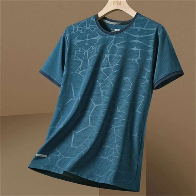 Herren-Sport-T-Shirt, Badminton, Tennis, Trainingsanzug, Sommer, Laufen, Fitness, bequem und atmungsaktiv, kurzärmeliges Oberteil mit O-Ausschnitt – Detail 9