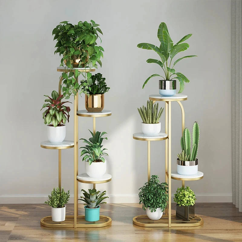 

Customize.Nordic Flower Rack Simple Iron Marble Indoor and Outdoor Living Room Floor Type Multi-layer Balcony Light Luxury Flowe
