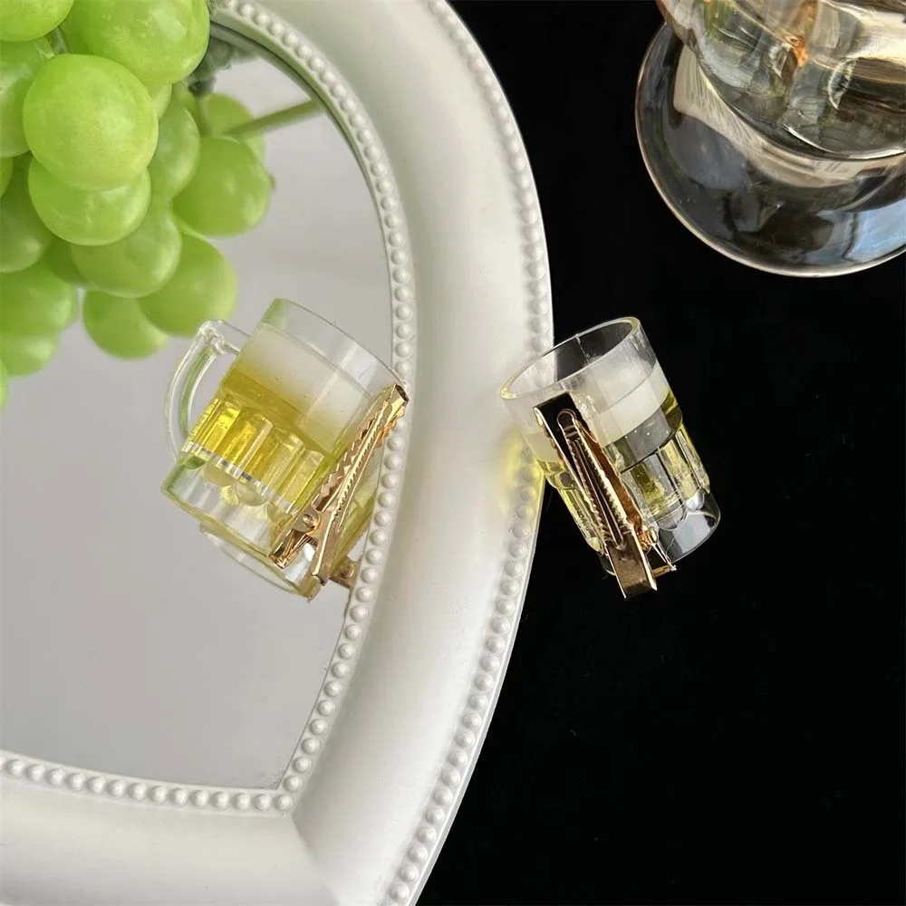 한국 스타일 크리에이티브 맥주 머리핀 덕빌 클립 헤드웨어 재미있는 맥주 헤어핀 Y2K 헤어 바레트 헤드드레스 맥주 사이드 뱅 클립