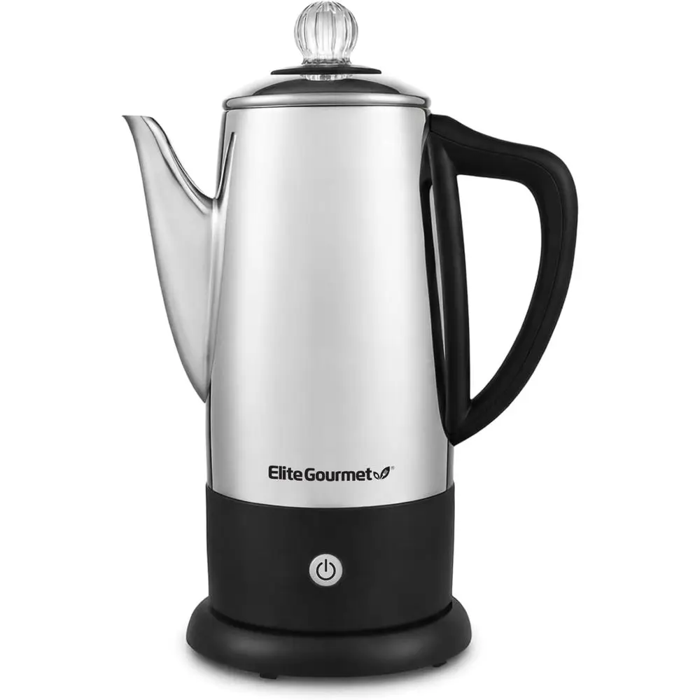 

12-Cup Electric Coffee Percolator with Keep Warm Feature, Clear Brew Pro Knob, Cool-Touch Handle, Stainless Steel