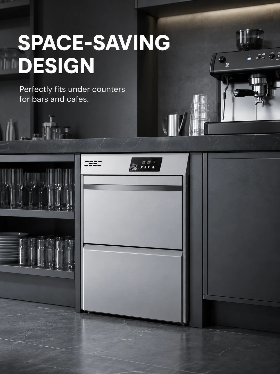 Automatic Glass Washer Compact Undercounter Design Energy Saving Water Circulation System Commercial Dishwashing