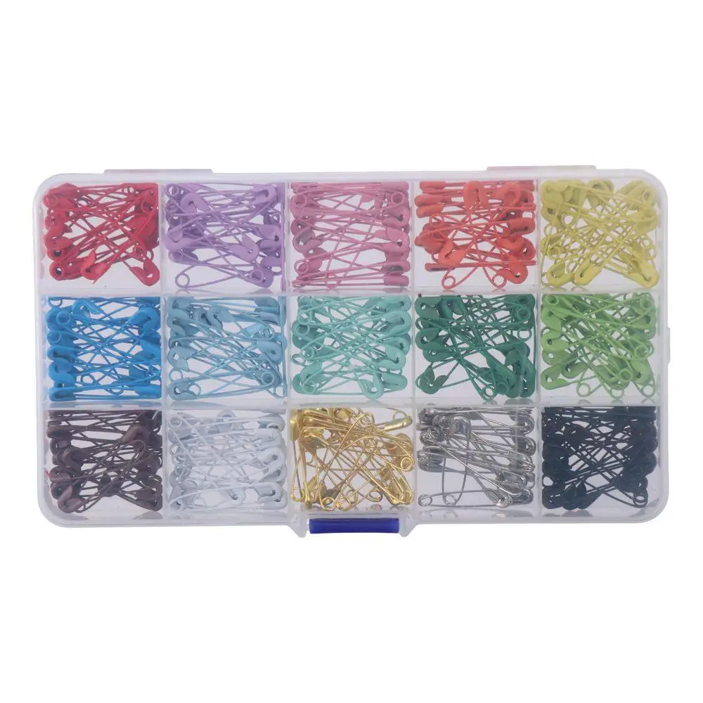 15 Colors Colored Safety Pins Metal Nickel-Plated Steel Safety Pins Assorted 32mm/1.26inch Small Safety Pins Sewing Crafts