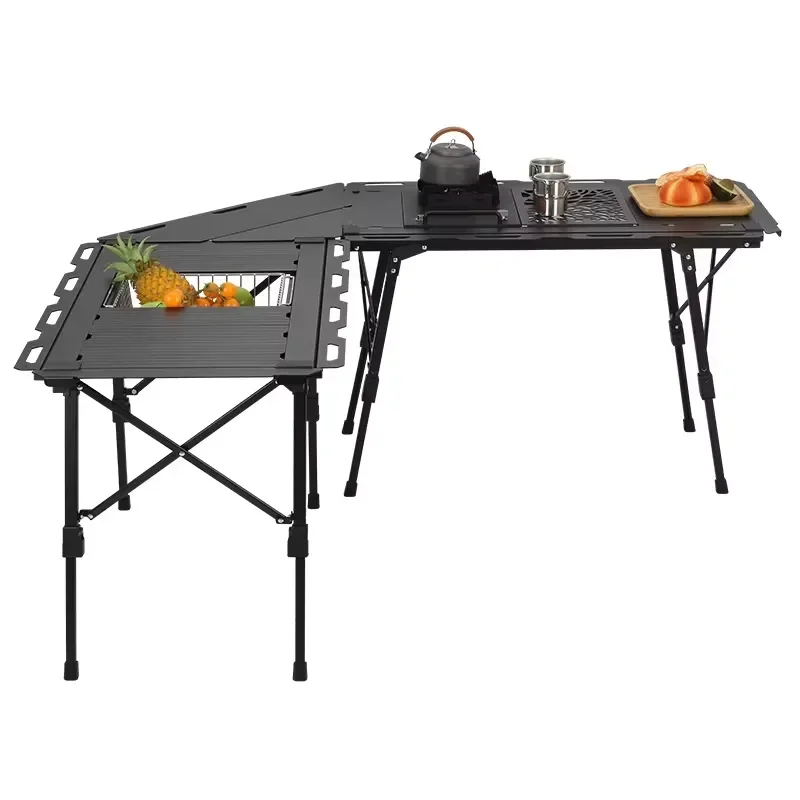 IGT Compatible Camping Table Aluminum Expandable Folding Table Portable for Outdoor Hiking Beach Party