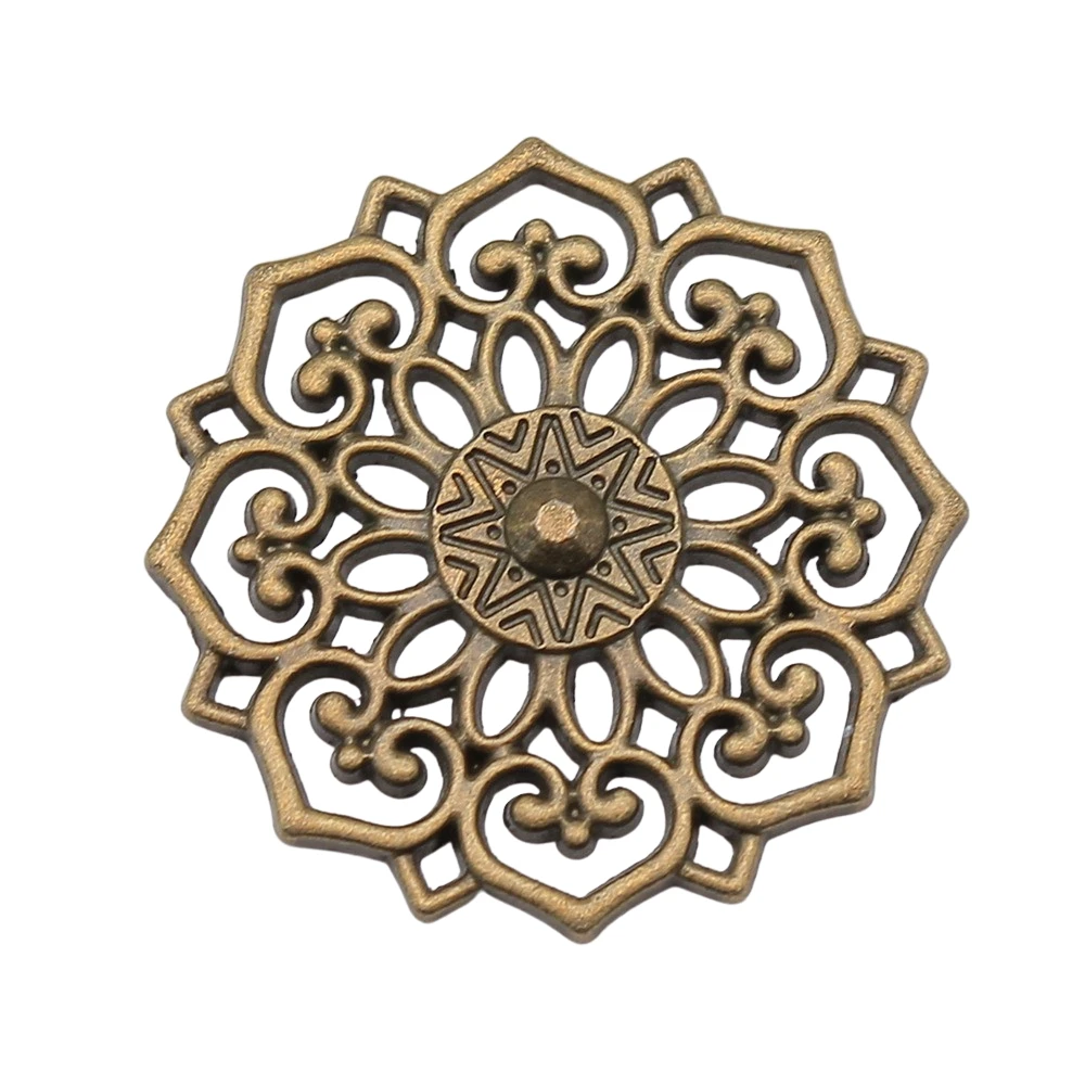 WYSIWYG 4pcs Charms Flower Antique Bronze Color Alloy DIY Jewelry Making Accessories 31x31mm