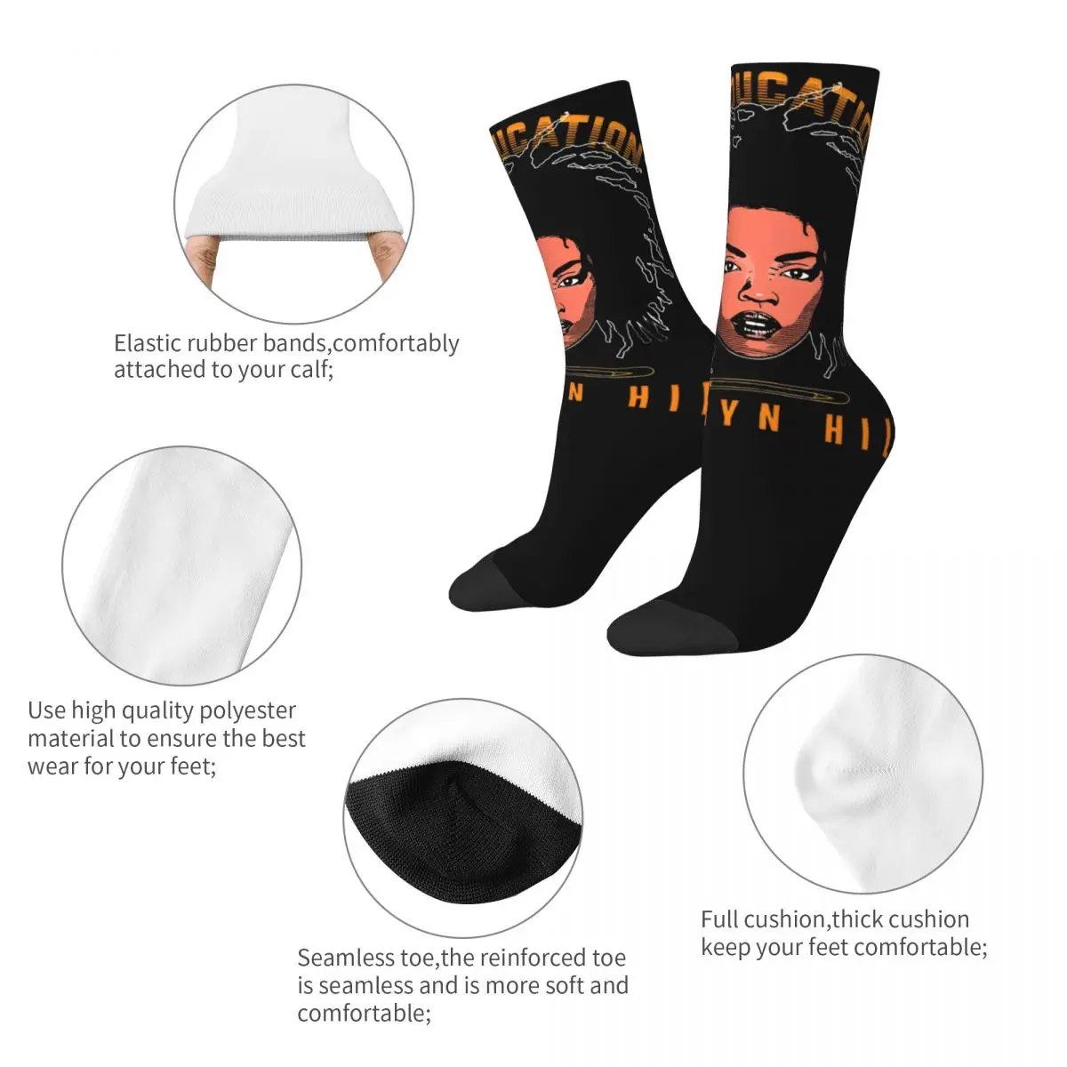 Lauryn Hill Fugees The Famous Merchandise Crew Socks Compression rock music band Sport Crew Socks Soft for Women's Present