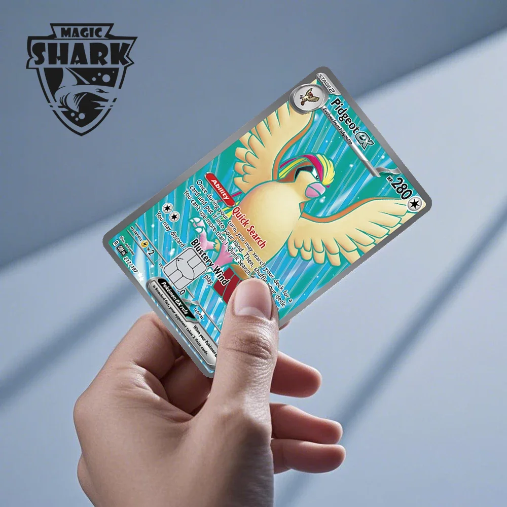 Magic Shark No Fade Charizard Koraidon Absol Blastoise Zapdos EX Pokemons Film Sticker Skin for Debit Bank Credit Card