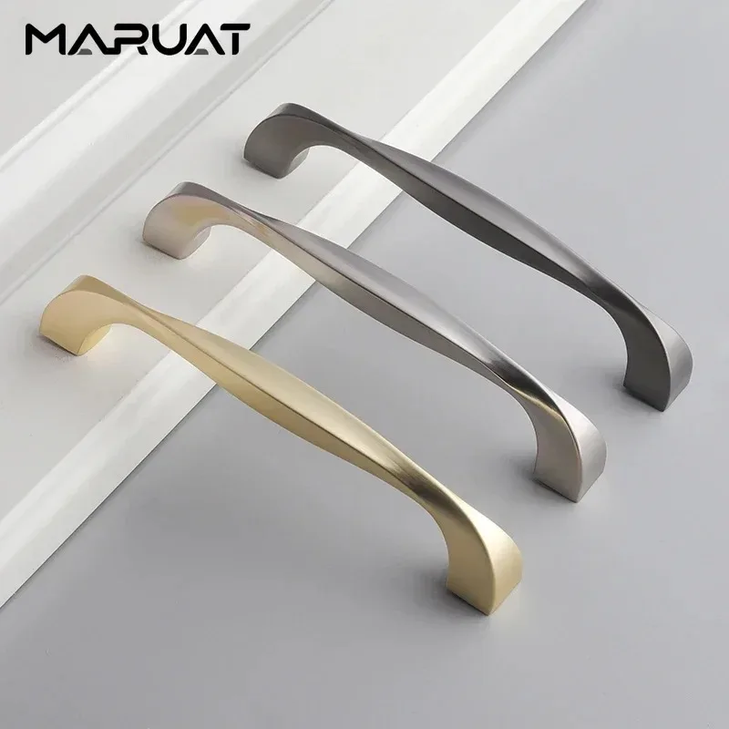 Zinc Alloy Brushed Furniture Handles Kitchen Cabinet Drawer Door Pull Handles Hole Center 96 128 160 192mm Wardrobe Accessories