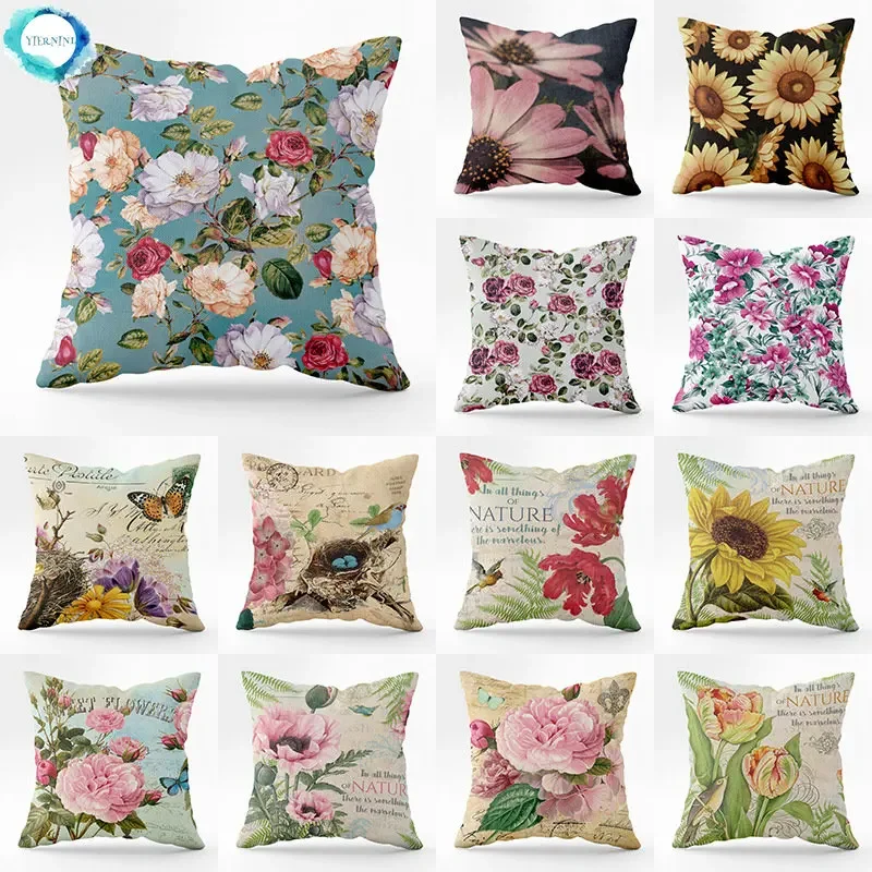 

45X45CM Plant Pillowcase Sunflower Sofa Pillowcase Lumbar Dining Chair Pillowcase Cushion Cover Wholesale