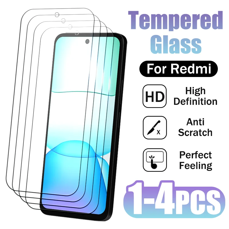 1-4PCS Screen Protection For Redmi Note 13 10 Pro 12 7 9 11 8 8A Tempered Glass Front Film Full Cover High Strength 9A K30 9T
