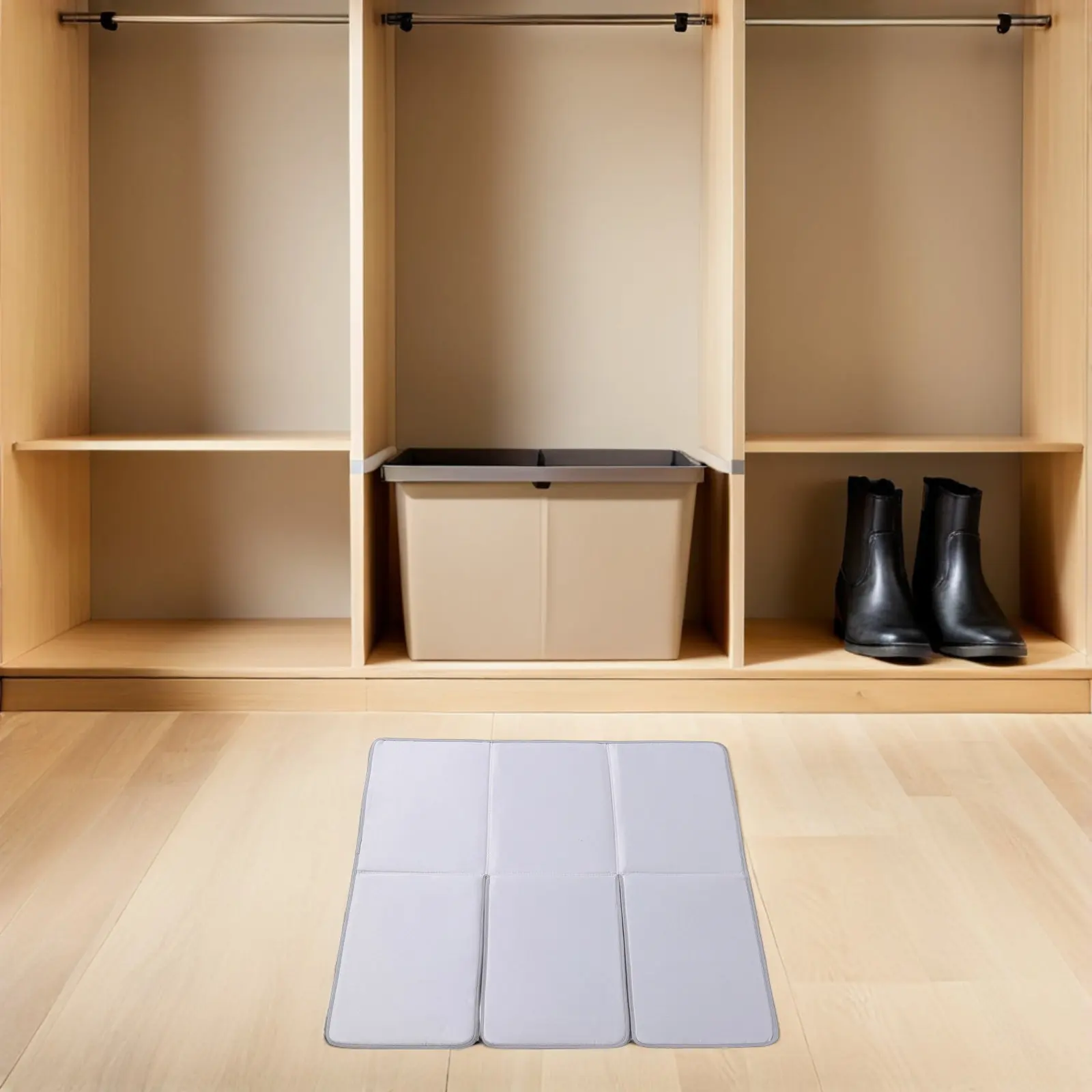 

6 Fold Foldable Ironing Board Mat Grey Compact Heat Insulation Travel Portable Ironing Surface for Table Top Hanging Steamer