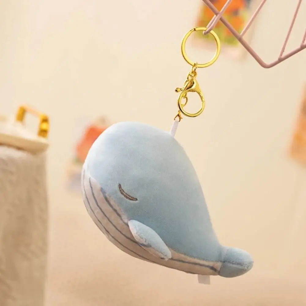 PP Cotton Plush Whale Keychain Simulation Fluffy Animal Whale Small Pendant Collection Ins Whale Plush Toy Children Girls Boys