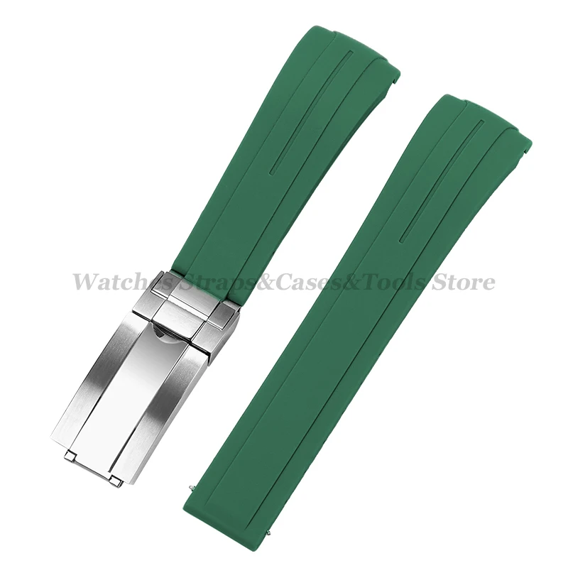 20mm 21mm 22mm Kautschukband Silikonarmband mit gebogenem Ende für Rolex für Water Ghost Faltschließe Wasserdichtes Armband Armband
