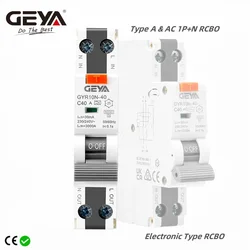 GEYA GYR10N-40 Electronic Type RCBO 18mm 230V 1P+N 6KA Residual Current Circuit Breaker with Over Current Potection Max 40A