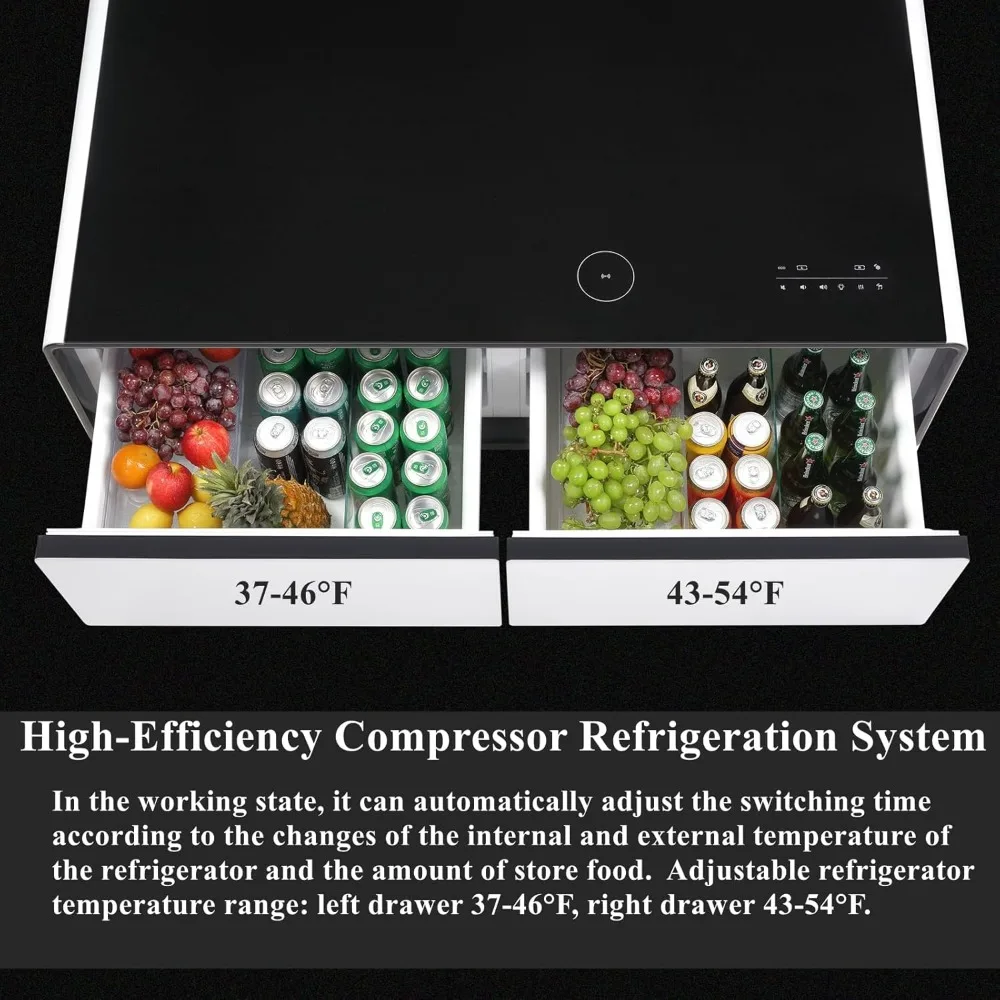 Smart Coffee Table with Fridge and Bluetooth Speaker, Smart Refrigerator Table with Wireless Charger, Touch Control Panel,
