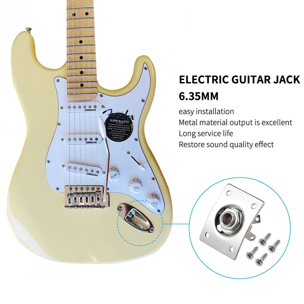 

4 Pcs Electric Guitar Jack Socket Board Fittings Outlet Stainless Steel Electronic