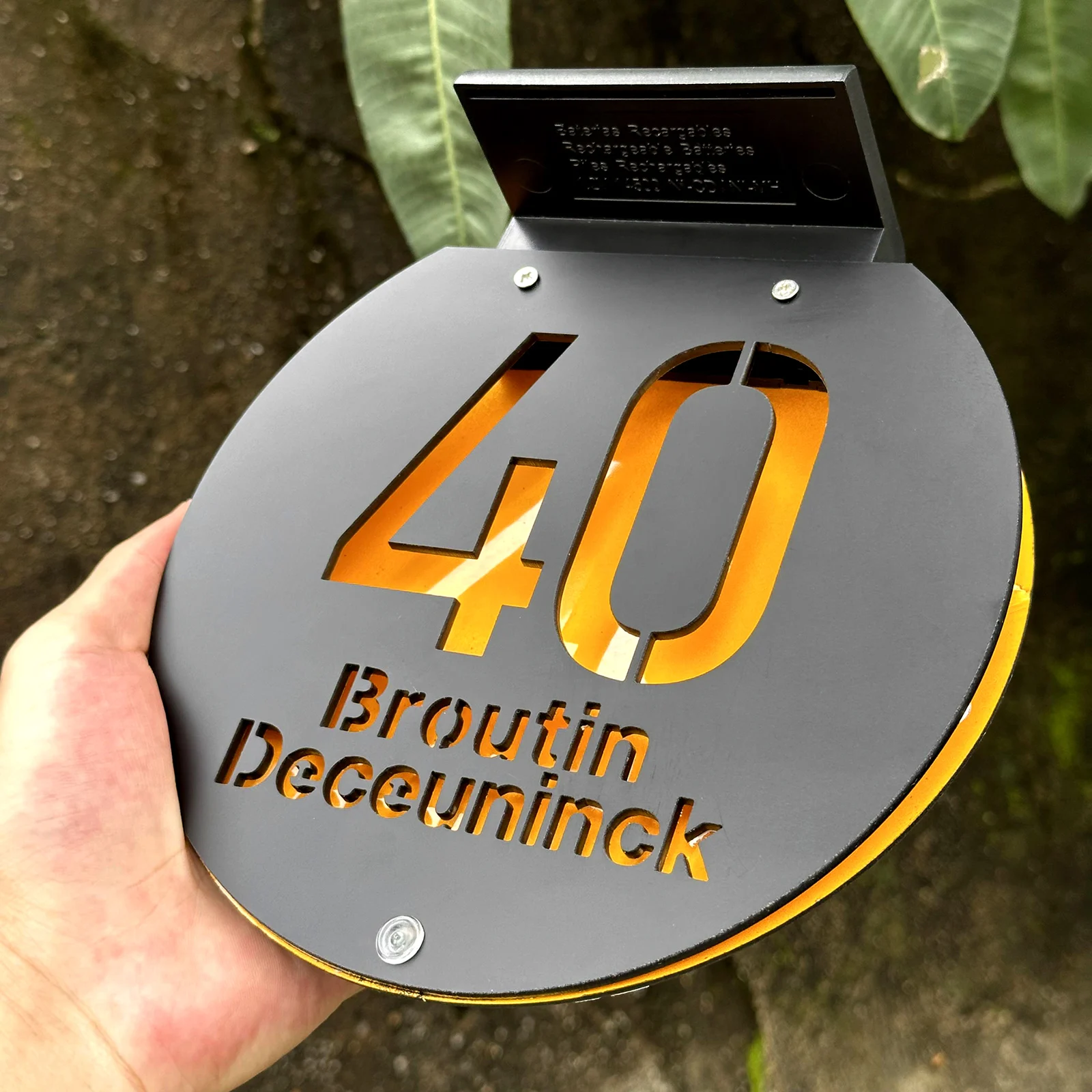 رقم المنزل المخصص أضواء خارجية تعمل بالطاقة الشمسية LED مضيئة الخارجية علامة منزل الطاقة الشمسية ثلاثية الأبعاد قطع الليزر عنوان اللوحة علامة باب الفيلا ارقام منازل خارجية ارقام منازل خارجيه طاقة شمسية #6