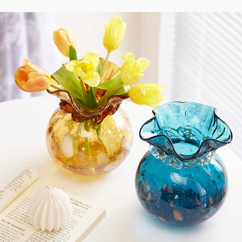 Glass Vase Ornament Hydroponic Vase Artistic Flowers Vessels Decorative Vases Flower Arrangement Dried Flower Vases