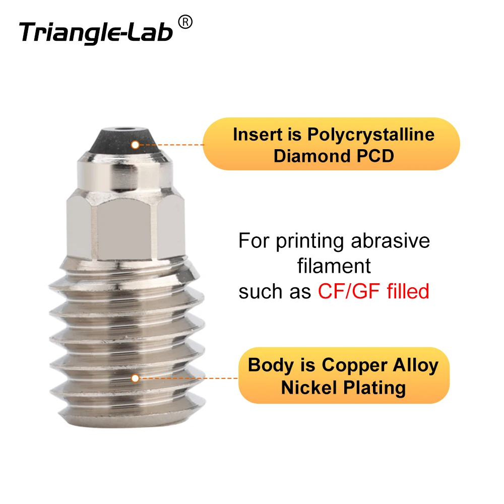 C Trianglelab ZSD TZ NOZZLE ZS Diamond Tip Nozzle Polycrystalline Diamond PCD Wear Resistant For TZ Hotend  bambulab X1 P1