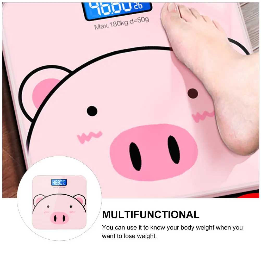 

1Pcs Cartoon Body Weight Scale Electronic Digital USB Charging Household Health Weight Measuring Scale with Tempered Glass