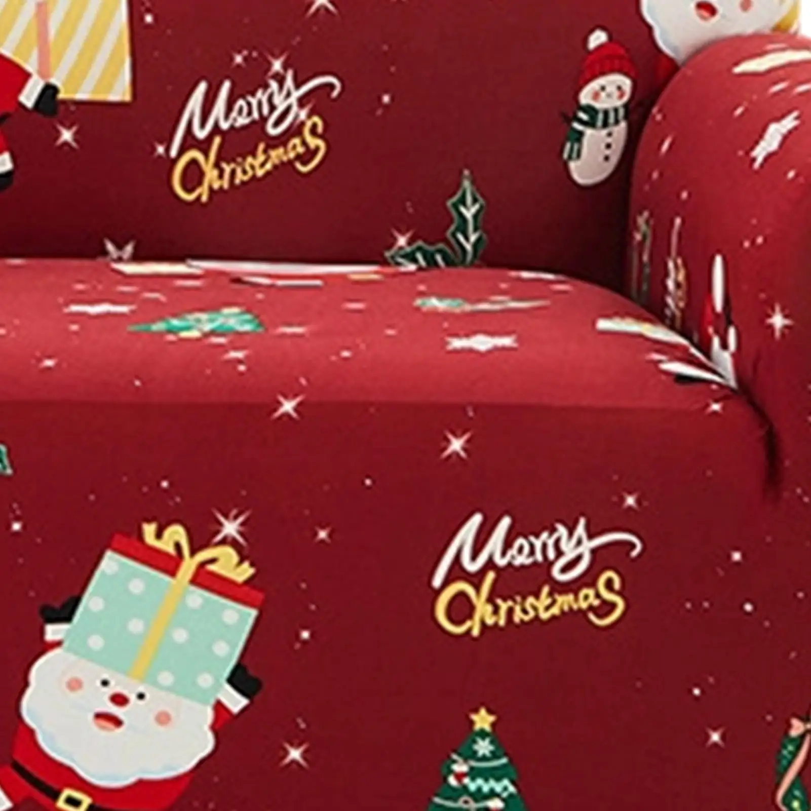 Christmas Sofa Slipcover Elastic Washable Dust Protection Santa Tree Couch Sofa Cover For Holiday Party Gathering Apartment
