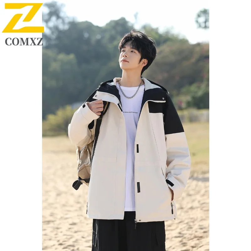

COMXZ Роскошная мужская куртка, цветная приключенческая ветрозащитная куртка, модная легкая осенняя куртка с капюшоном для верховой езды на открытом воздухе