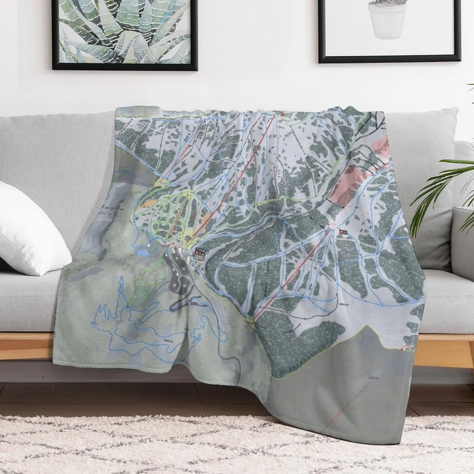 Grand Targhee Resort Trail Map Throw Blanket Cute Plaid Beach Blankets For Baby Blankets