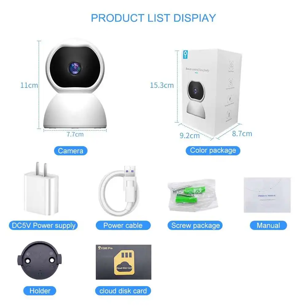 2MP 1080P V380 Wireless  Intercom PTZ IP Camera IR Night Vision Motion Detection Home Security Alarm  Baby Monitor Auto Tracking