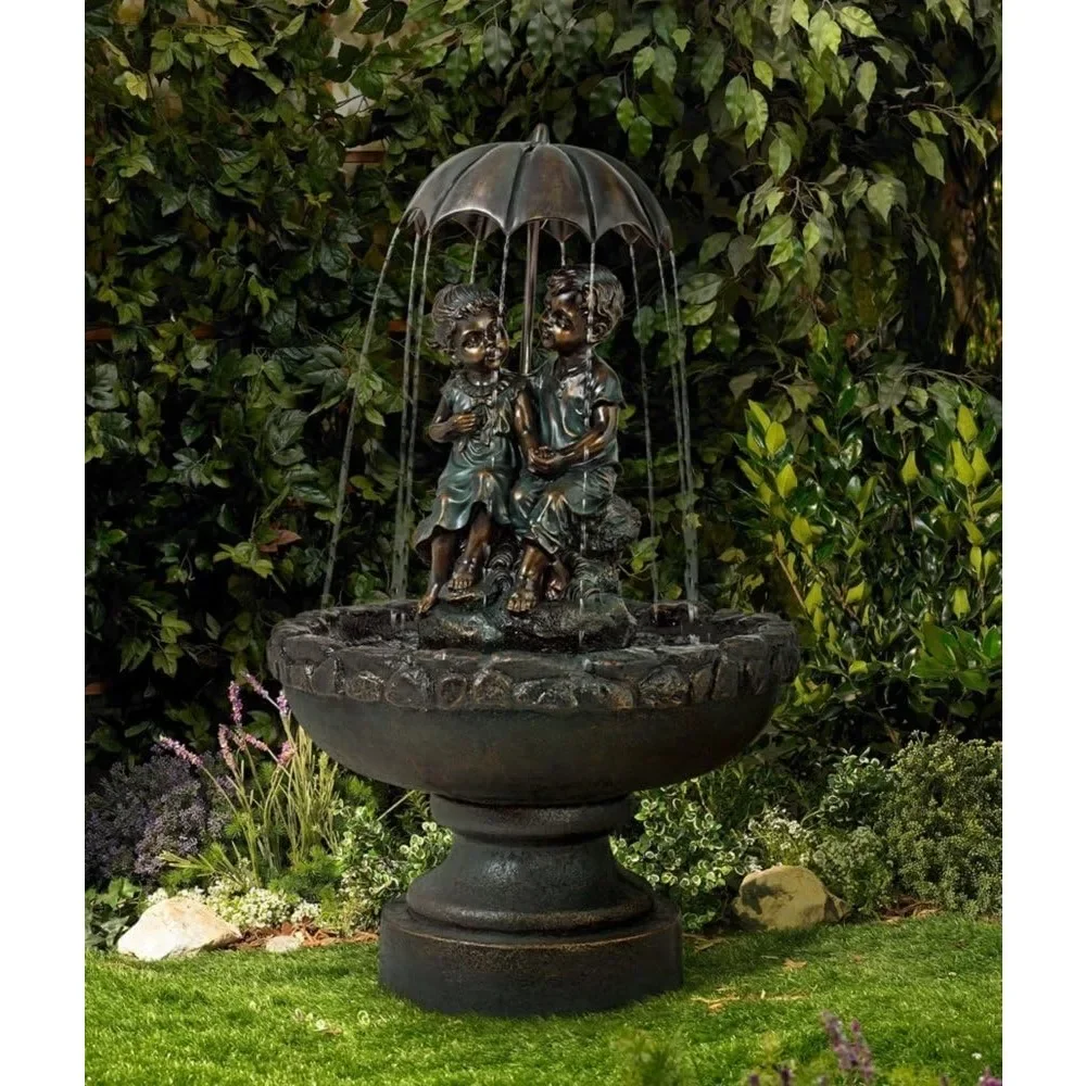 

Outdoor floor fountain 40 inch resin, used for relaxing gardens, courtyards, outdoor balconies, roofs, beautiful fountain