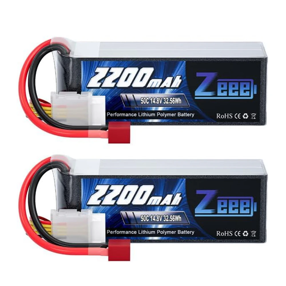 2 Stuks Zeee 4S Lipo Batterij 14.8V 50c 2200Mah Softcase Met T Stekker Voor Rc Auto Truggy Boot Helikopter Vliegtuig Fpv Drone Rc Onderdelen