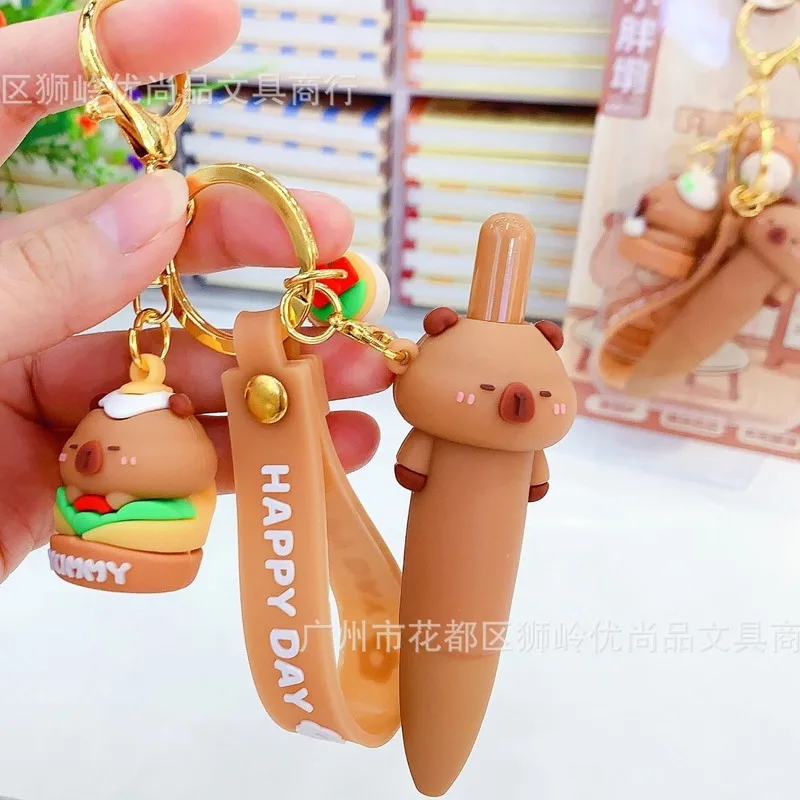 

2Pieces Capybara Ballpoint pen With Doll Cute Cartoon Pendant Gel Pen School Office Supplies kids stationery gift