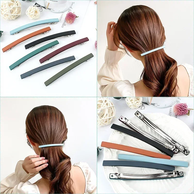 1pc Elegant Spring Hair Clip Korean Simple Hair Clip for Women Hairgrips Barrettes Hair Clips Girls Hair Accessories Solid Color