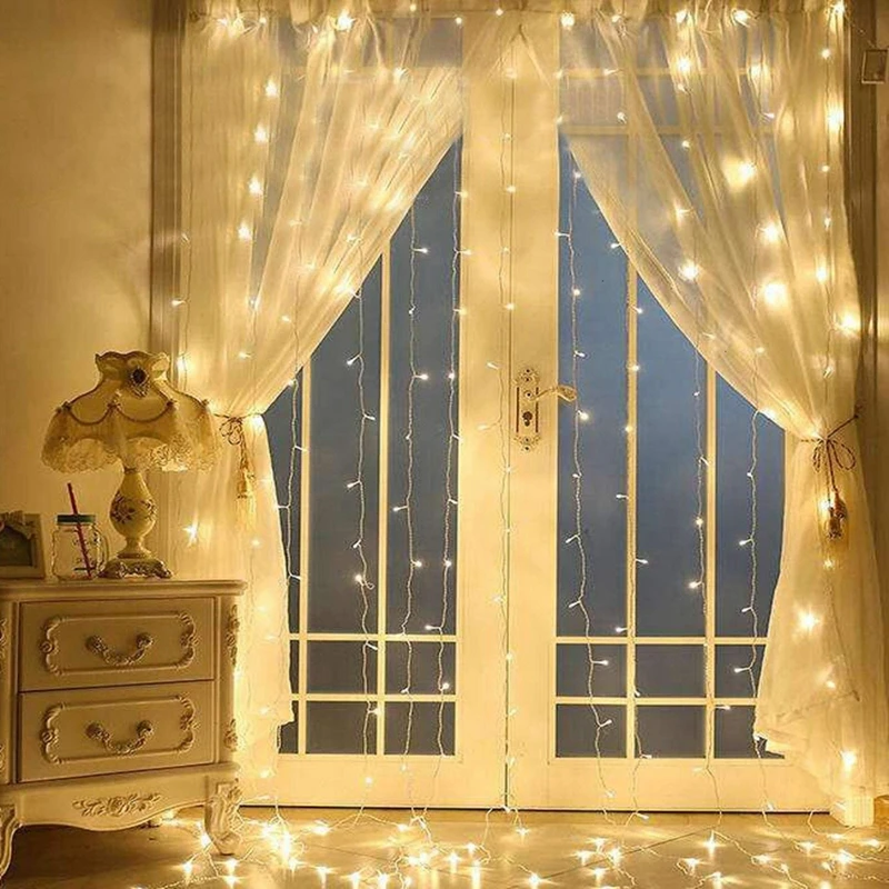

3M*3M 320LED Bulbs Curtain Led Waterfall String Lamps Christmas Xmas Wedding Party Background Home Decorative Lamps
