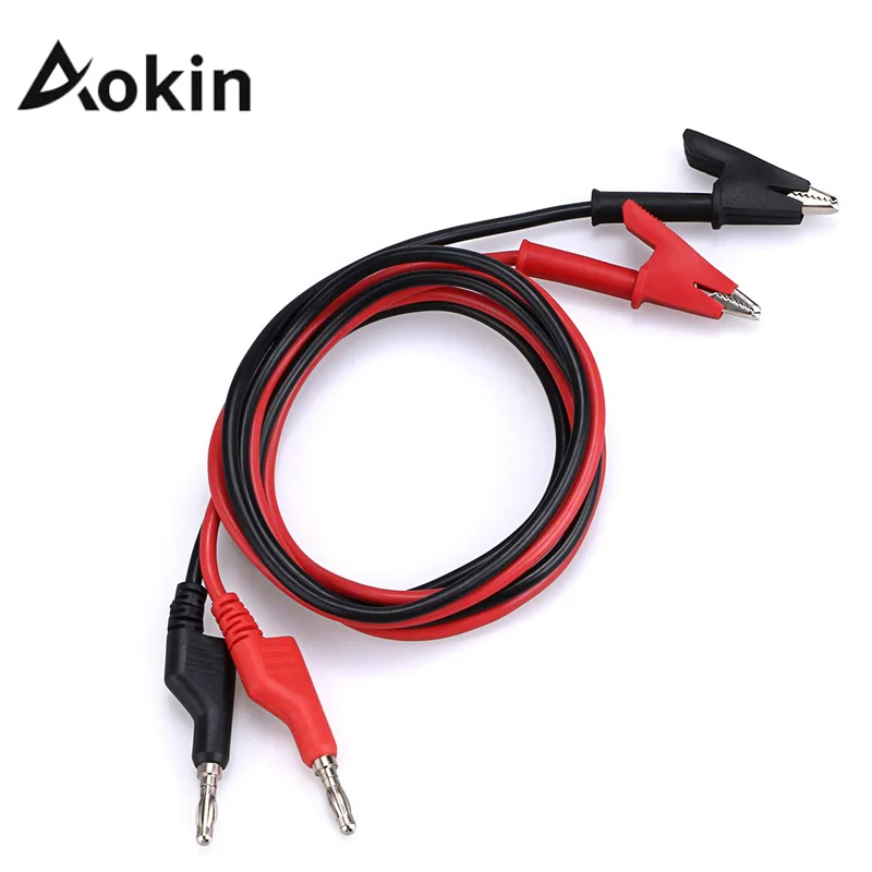 2Pcs 1M Double End Test Lead Wire Line Electrical Voltage 4mm Banana Plug Alligator Clip Crocodile 15A Multimeter DIY Test Wires image 3
