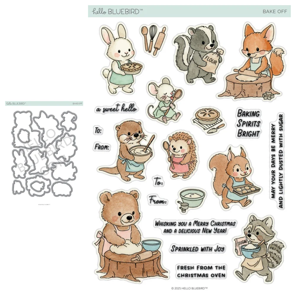 新しいハローブルーバードスタンプとダイ、郵便局広場シーンダイカット、そり遊びパーティー、メリーメールギフトタグ、ダイDIYスクラップブッキングカード