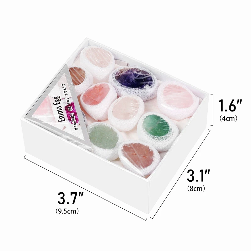صندوق هدايا عشوائي عالي الجودة على شكل بيضة إيما لتزيين الحجر الخام والكريستال الطبيعي، هدية عيد ميلاد، ديكور المشهد.