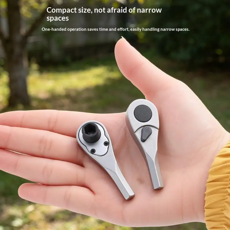 1/4 Inch Mini Ratchet Screwdriver Keychain Compact Hex Bit Handle Tool For Tight Spaces Auto Repair Bike Maintenance DIY Project