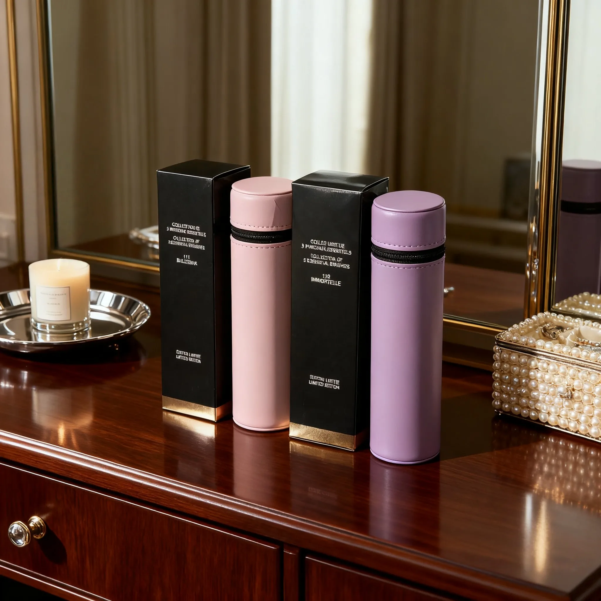 Conjunto de pincéis de maquiagem de luxo edição limitada bolsa de viagem de pele de bezerro pincel de blush pincel de base de dupla utilização pincel de sombra de cabeça dupla