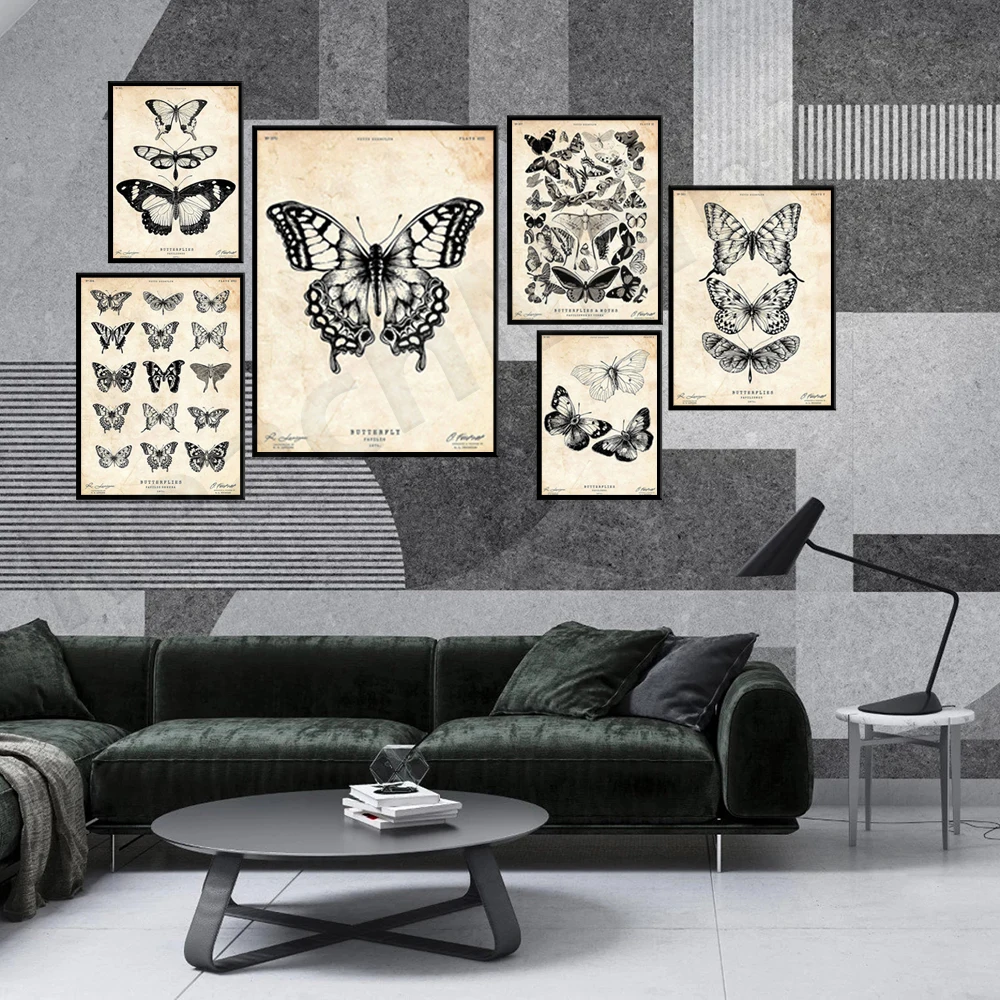 

Butterflies art print, Insect art, Cabin decor, Vintage poster