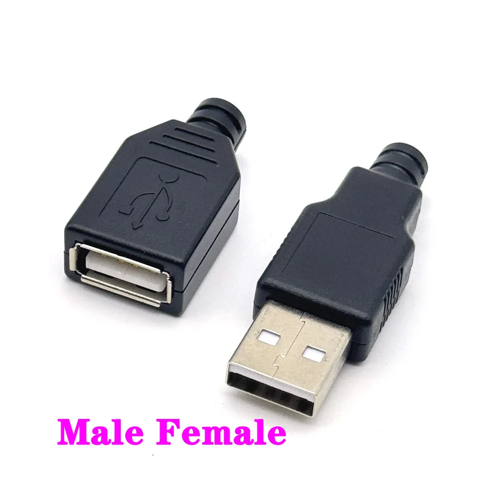 Type A USB Connector Male Female 4 Pin Plug Socket With Black White Plastic Cover USB 2.0 Type-A Soldering DIY Kits - Image 5