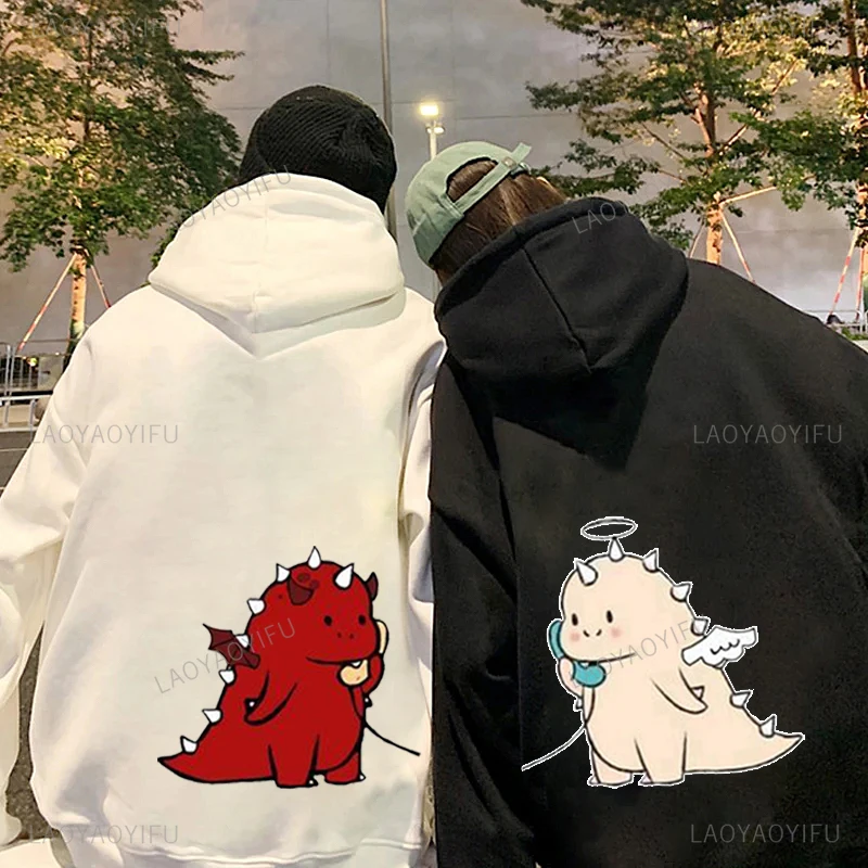 Dinosaur Matching Brands Couple Mr Mrs Pocket Print Hoody Casual Sweatshirt Newlywed Thermal Hoodie Y2k Fashion Hoodies