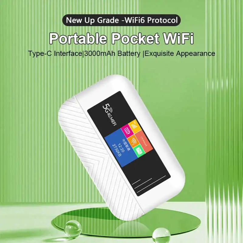 Lte Router 4G SIM Modem 300Mbps WiFi6 Mifi Compatible with 5G SIM Cards Mini Pocket 4G Wifi Hotspot Type-C Port 3000mAh Battery