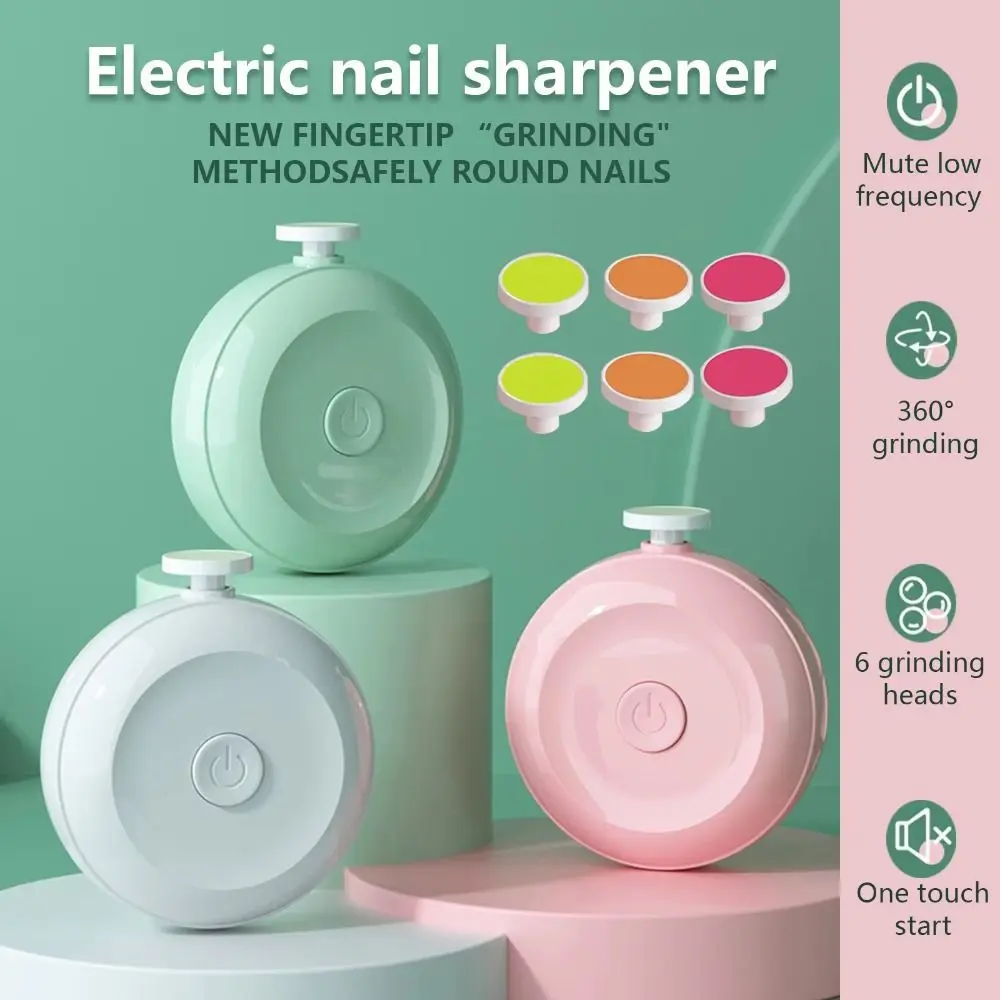 

Efficient Electric Baby Nail Trimmer 360° Rotating Safety Baby Nail Grinder Silent 6 Grinding Heads Nail Clippers Gift