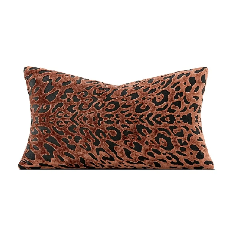 Leopardo impressão travesseiros luxo marrom caso de almofada moderno veludo jacquard capa de almofada decorativa para sofá cadeira decorações para casa